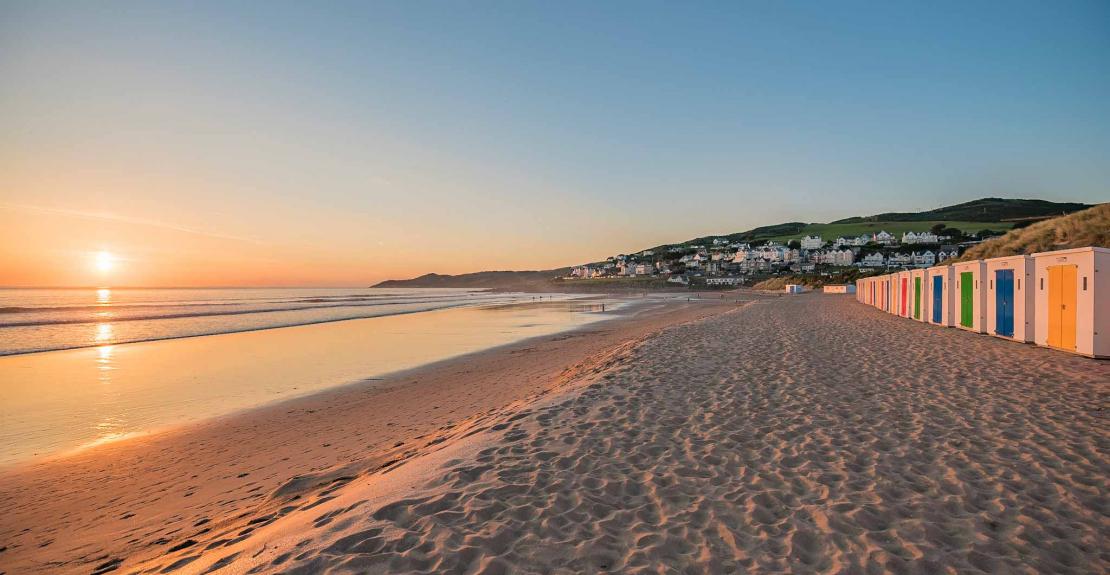 Beach Huts at Sunset