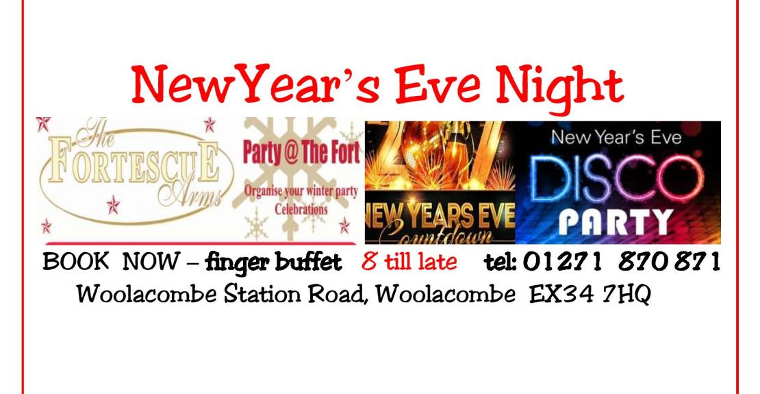 Fortescue Arms Woolacombe New Years Eve Party