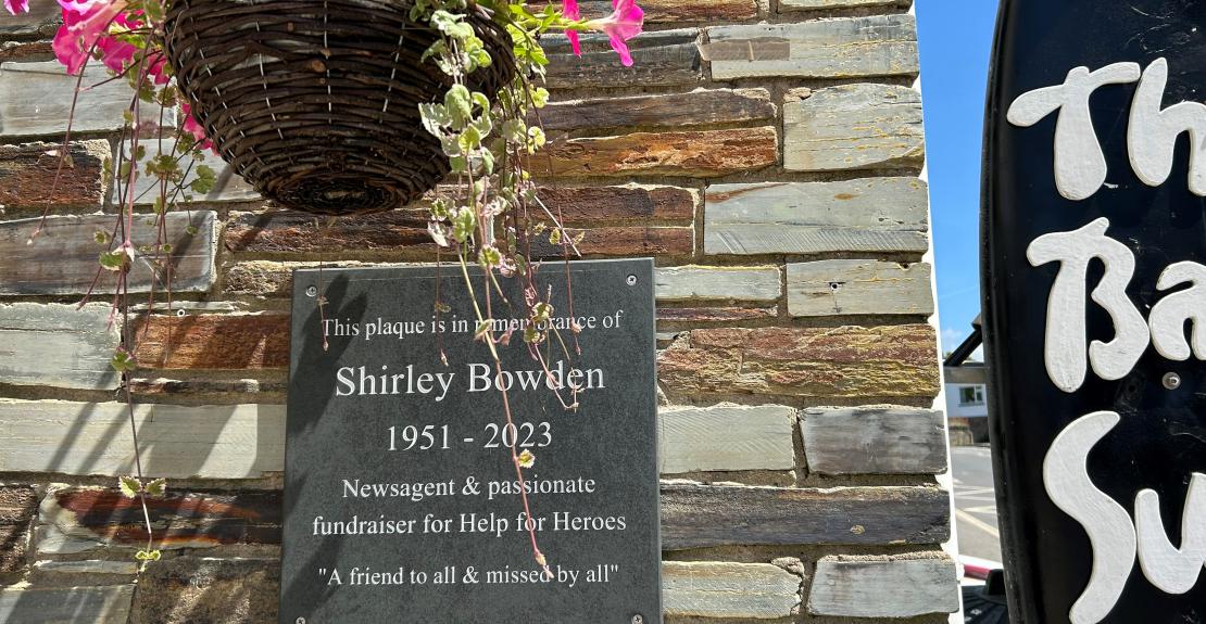 A memorial plaque for Shirley Bowden Woolacombe 